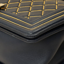 Chanel Indigo Blue Le Boy Quilted Chain Details Medium Flap Bag