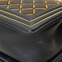 Chanel Indigo Blue Le Boy Quilted Chain Details Medium Flap Bag