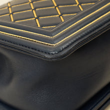Chanel Indigo Blue Le Boy Quilted Chain Details Medium Flap Bag