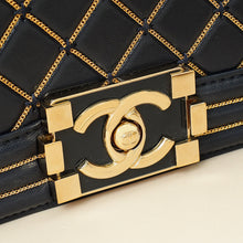 Chanel Indigo Blue Le Boy Quilted Chain Details Medium Flap Bag