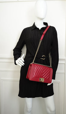 Chanel Dark Fuchsia Le Boy Chevron Medium Flap Bag