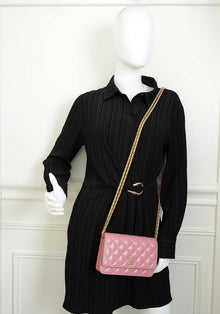 Chanel Pink CC Twist Lock Wallet On Chain