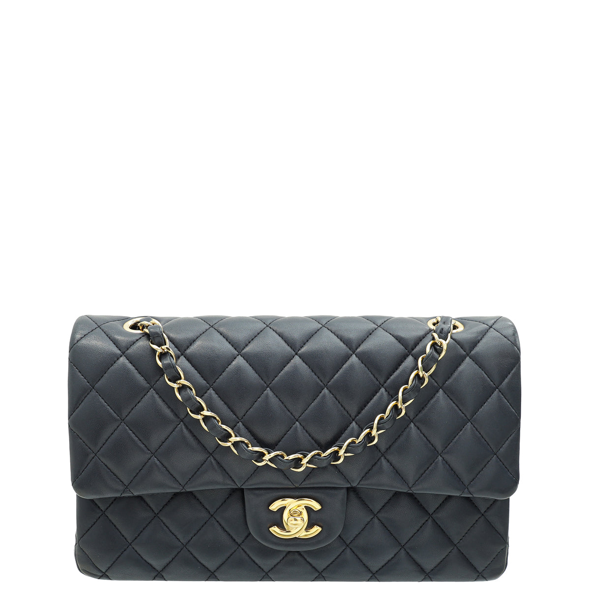 Chanel Navy Blue CC Classic Double Flap Medium Bag