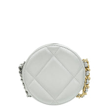 Chanel Metallic Silver 19 Round Mini Clutch W/ Chain