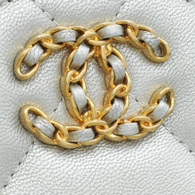 Chanel Metallic Silver 19 Round Mini Clutch W/ Chain
