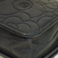 Chanel Black CC Camellia Flower Embossed Wallet On Chain