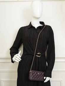 Chanel Prune CC Double Zip Clutch With Chain Crossbody Bag