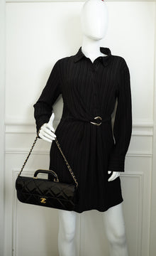 Chanel Black CC Large Flap Bag with Top Handle Bag