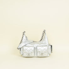 Chanel Metallic Silver CC Quilted Trendy Pockets Hobo Large Bag
