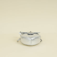 Chanel Metallic Silver CC Heart Clutch With Chain