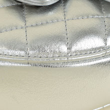 Chanel Metallic Silver CC Heart Clutch With Chain