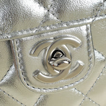 Chanel Metallic Silver CC Heart Clutch With Chain