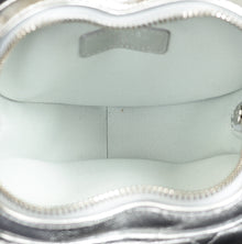 Chanel Metallic Silver CC Heart Clutch With Chain
