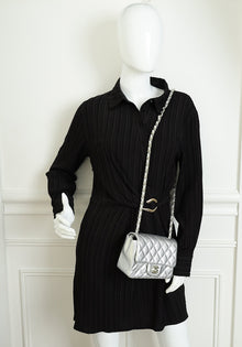 Chanel Metallic Silver CC Classic Mini Square Bag
