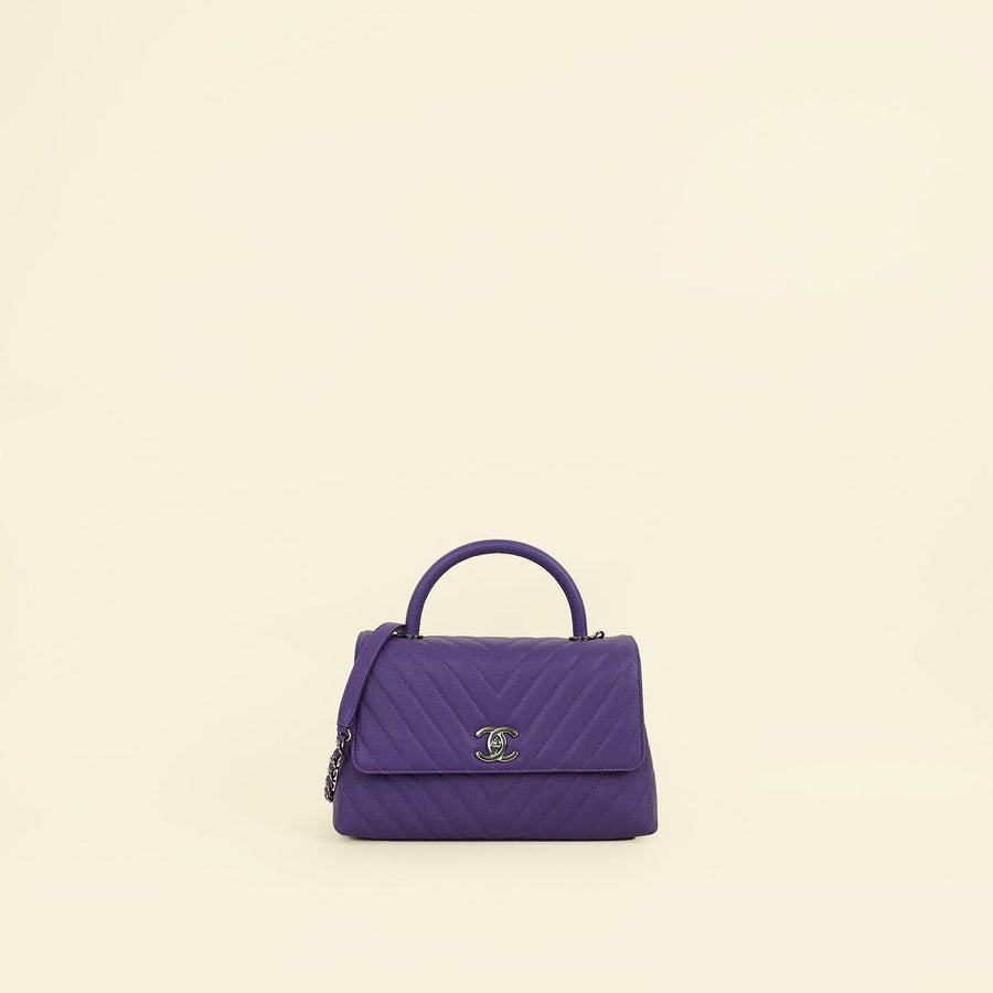 Chanel Purple Coco Handle Large Bag