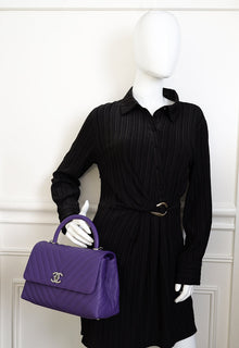 Chanel Purple Coco Handle Large Bag