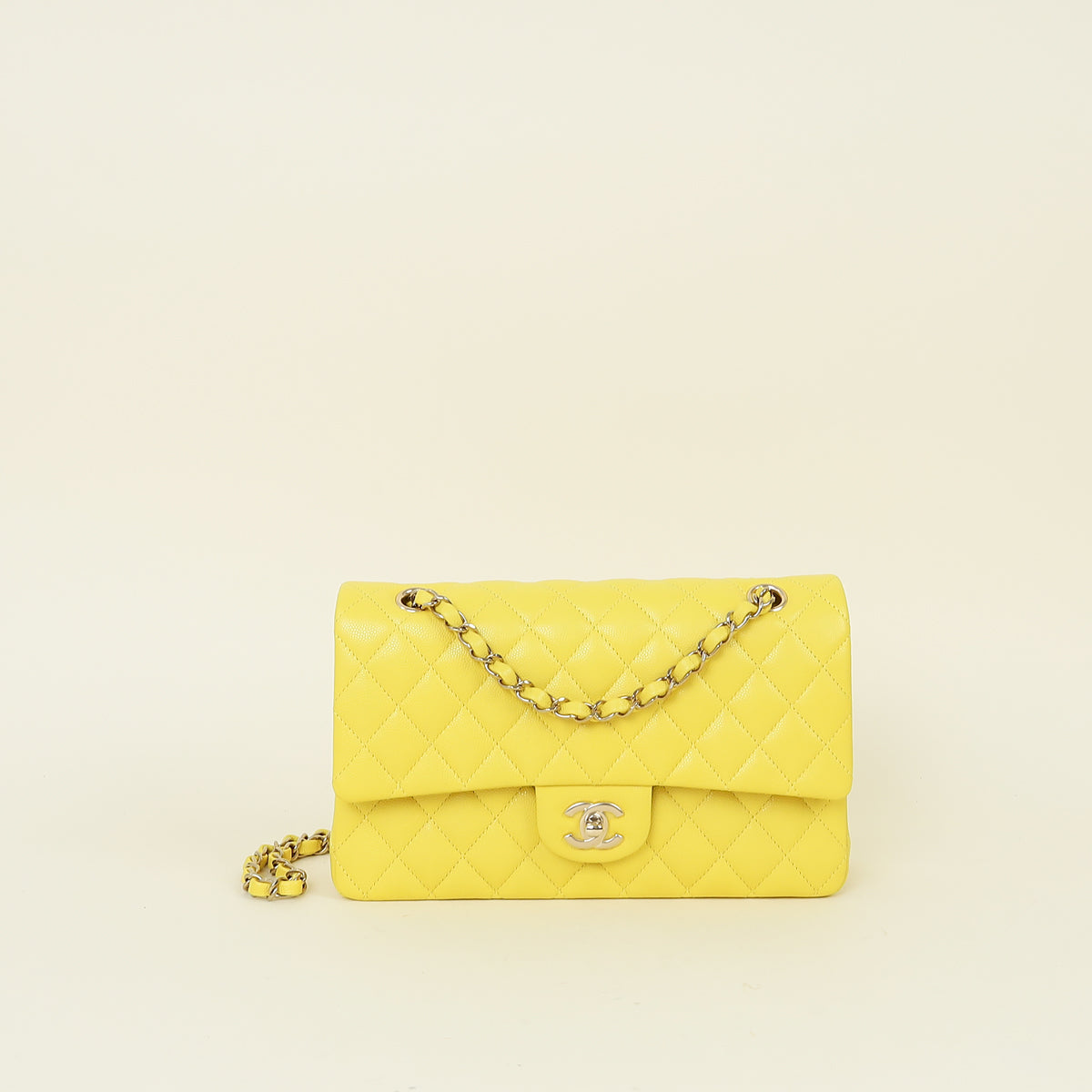 Chanel Yellow Classic Double Flap Medium Bag