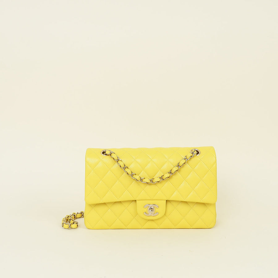 Chanel Yellow Classic Double Flap Medium Bag