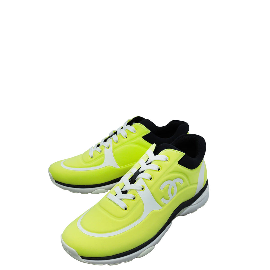 Chanel Tricolor CC Lycra Lace Up Sneakers 41.5