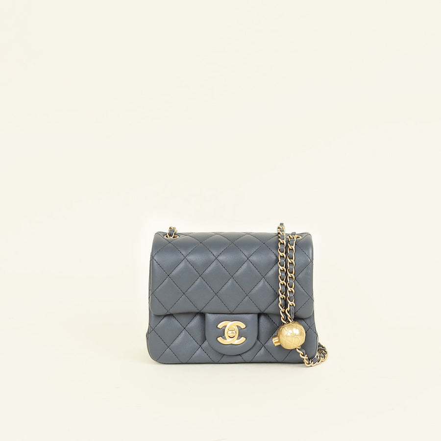 Chanel Dark Grey CC Mini Pearl Crush Flap Bag