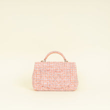 Chanel Coral Tweed Top Handle Mini Rectangular Flap Bag