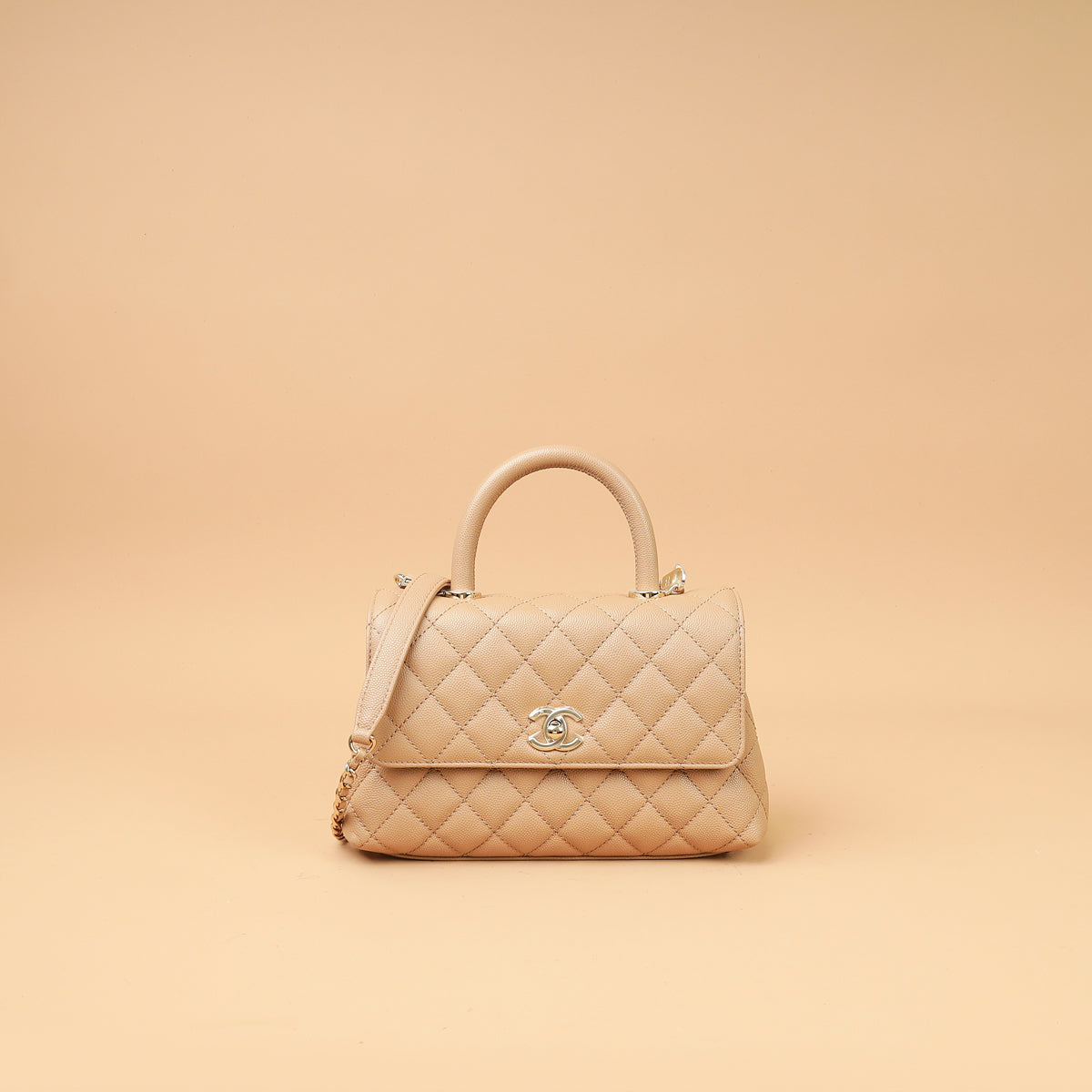 Chanel Dark Beige Coco Small Handle Bag