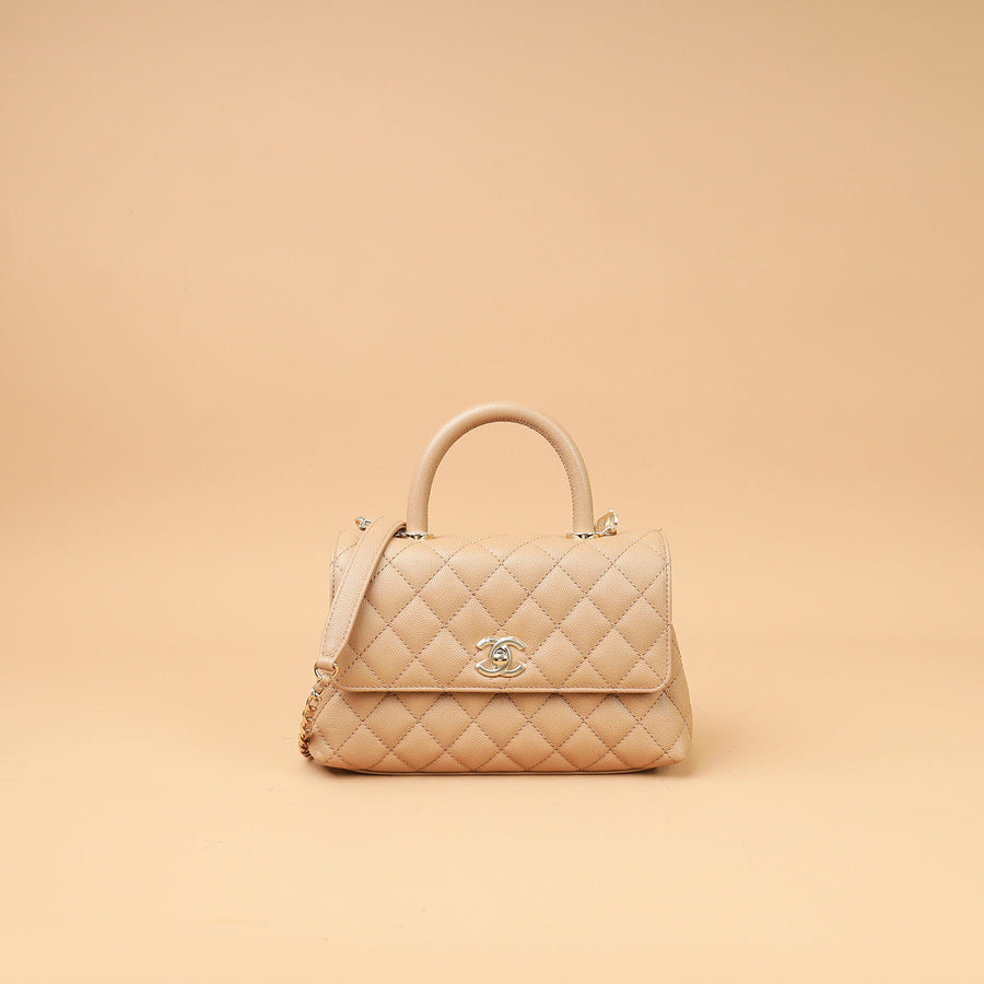 Chanel Dark Beige Coco Small Handle Bag