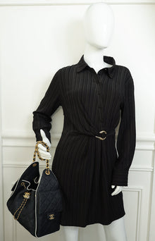 Chanel Black CC 25 Raffia Small Handbag
