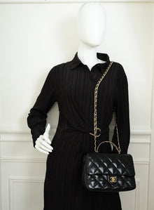 Chanel Black Quilted Top Handle Flap Bag