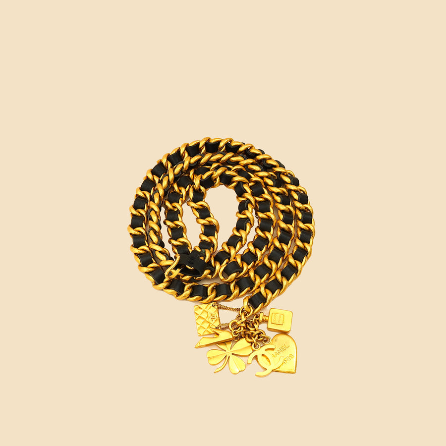 Chanel Black Vintage Chain Charm Belt