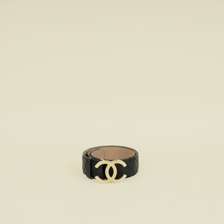Chanel Black CC Buckle Quilted Belt 28