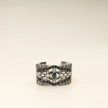 Chanel Black CC Crystal Wide Cuff Bracelet