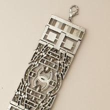 Chanel Black CC Crystal Wide Cuff Bracelet