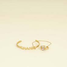 Chanel Gold CC Crystal Chain Cuff Ring Set
