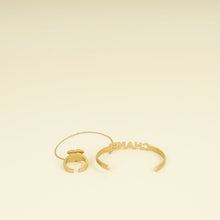 Chanel Gold CC Crystal Chain Cuff Ring Set