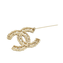 Chanel Light Gold Finish CC Crystal Brooch