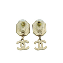 Chanel Gold Tone CC Pearl Crystal Drop Earrings
