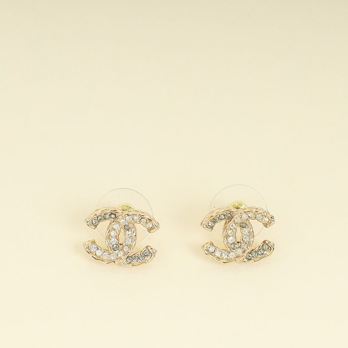 Chanel Gold CC Crystal Earrings
