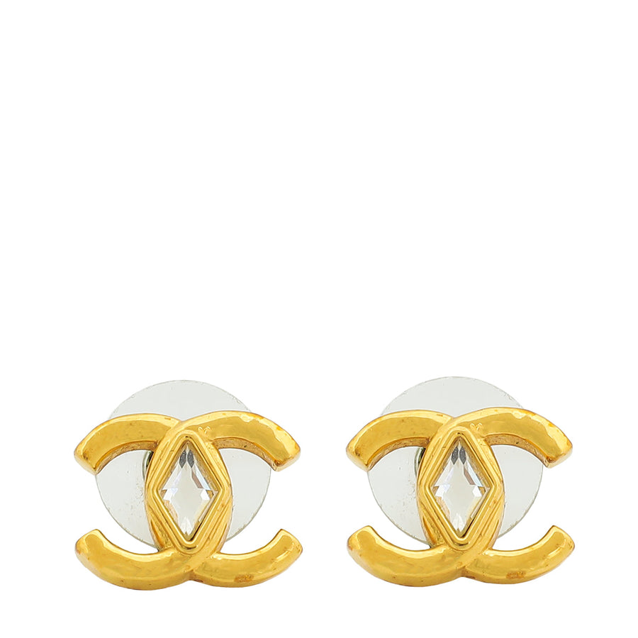 Chanel Gold CC Diamond Crystal Earrings