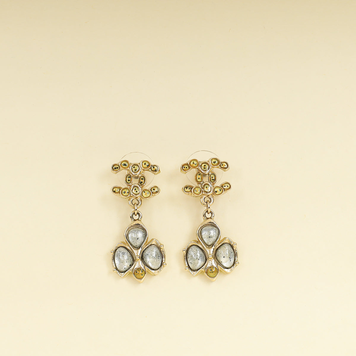 Chanel Gold CC Drop Earrings