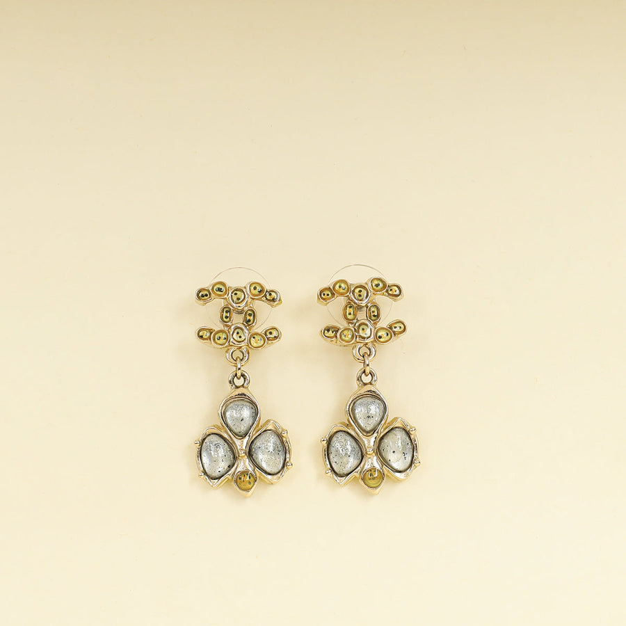 Chanel Gold CC Drop Earrings