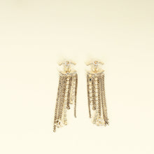 Chanel Gold CC Crystal Chain Drop Earrings