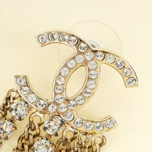 Chanel Gold CC Crystal Chain Drop Earrings