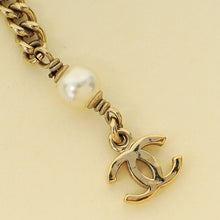 Chanel White CC Hoop Chain Drop Earrings