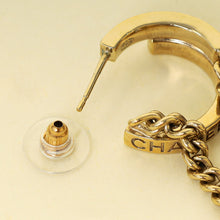 Chanel White CC Hoop Chain Drop Earrings