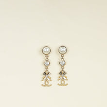 Chanel White CC Swing Drop Clover Earrings