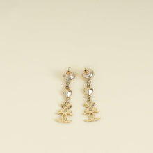 Chanel White CC Swing Drop Clover Earrings