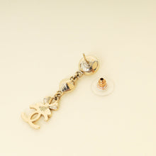 Chanel White CC Swing Drop Clover Earrings