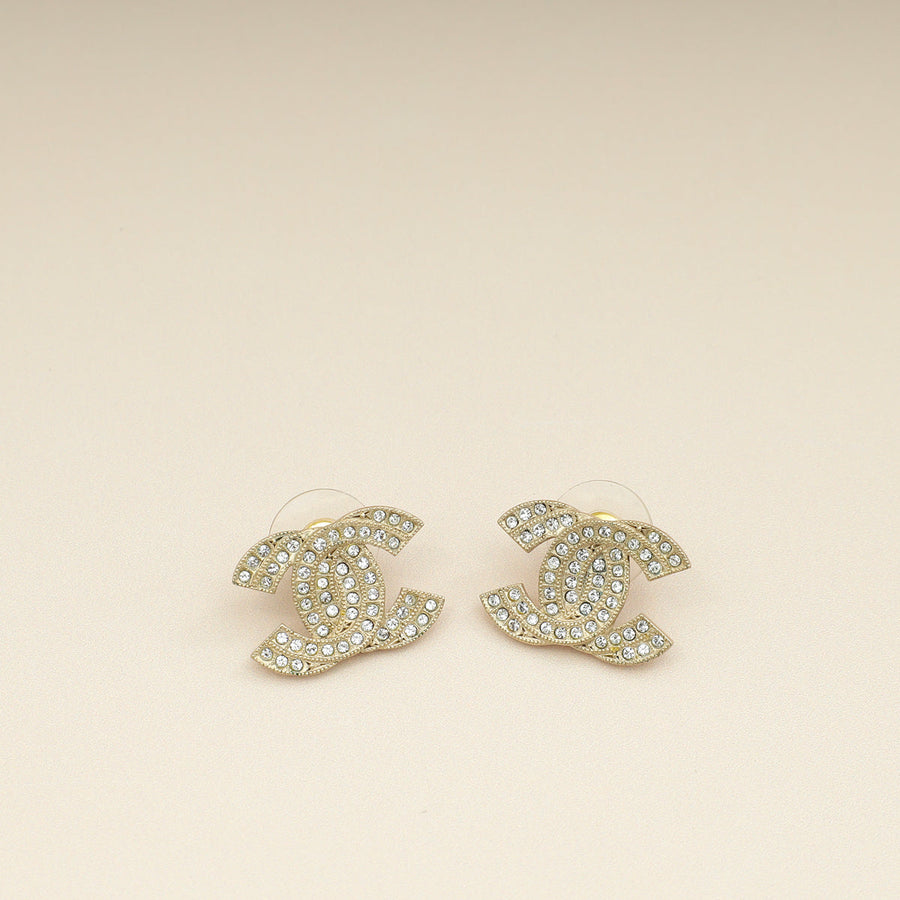 Chanel Gold CC Crystal Earrings