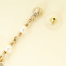 Chanel Gold CC Pearl Crystal Long Drop Earrings